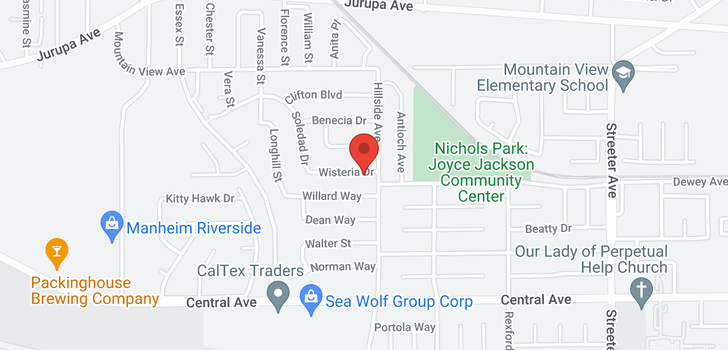 map of 5712 Wisteria Riverside, CA 92504